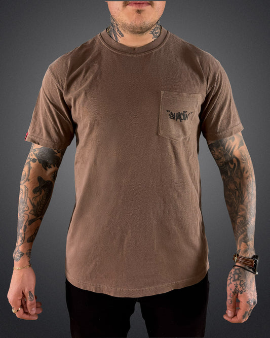 T-Shirt - Pocket - Brun